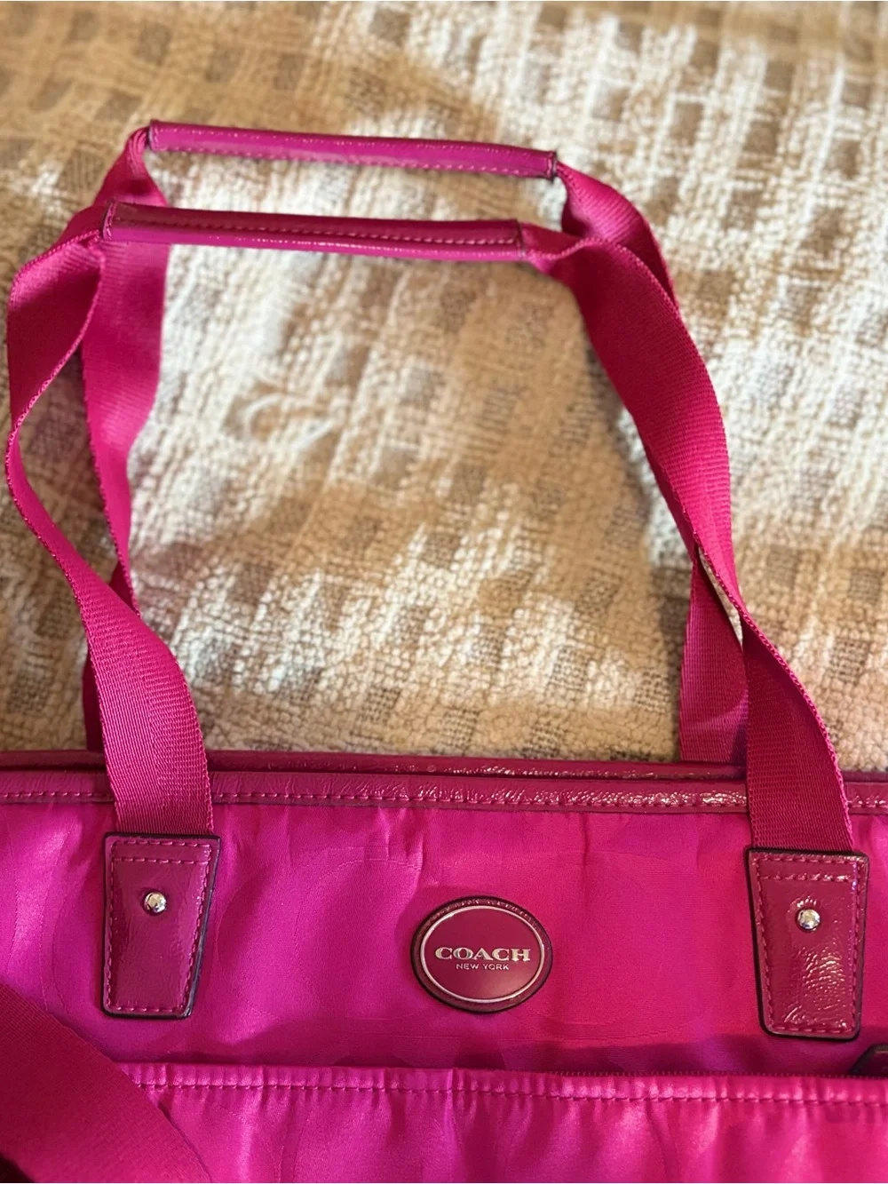 Coach Fuchsia Signature Tote with Adjustable Crossbody Strap